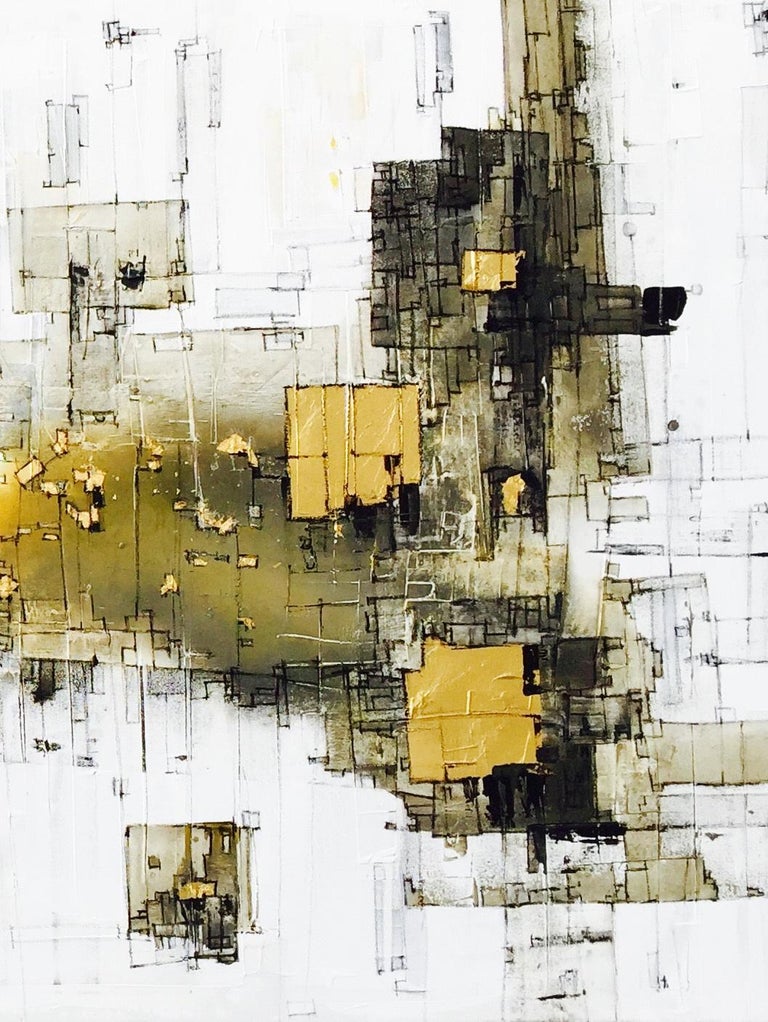 Moment of Harmony - 21st Century, Contemporary, Abstract Painting, Gold Leaf For Sale 2