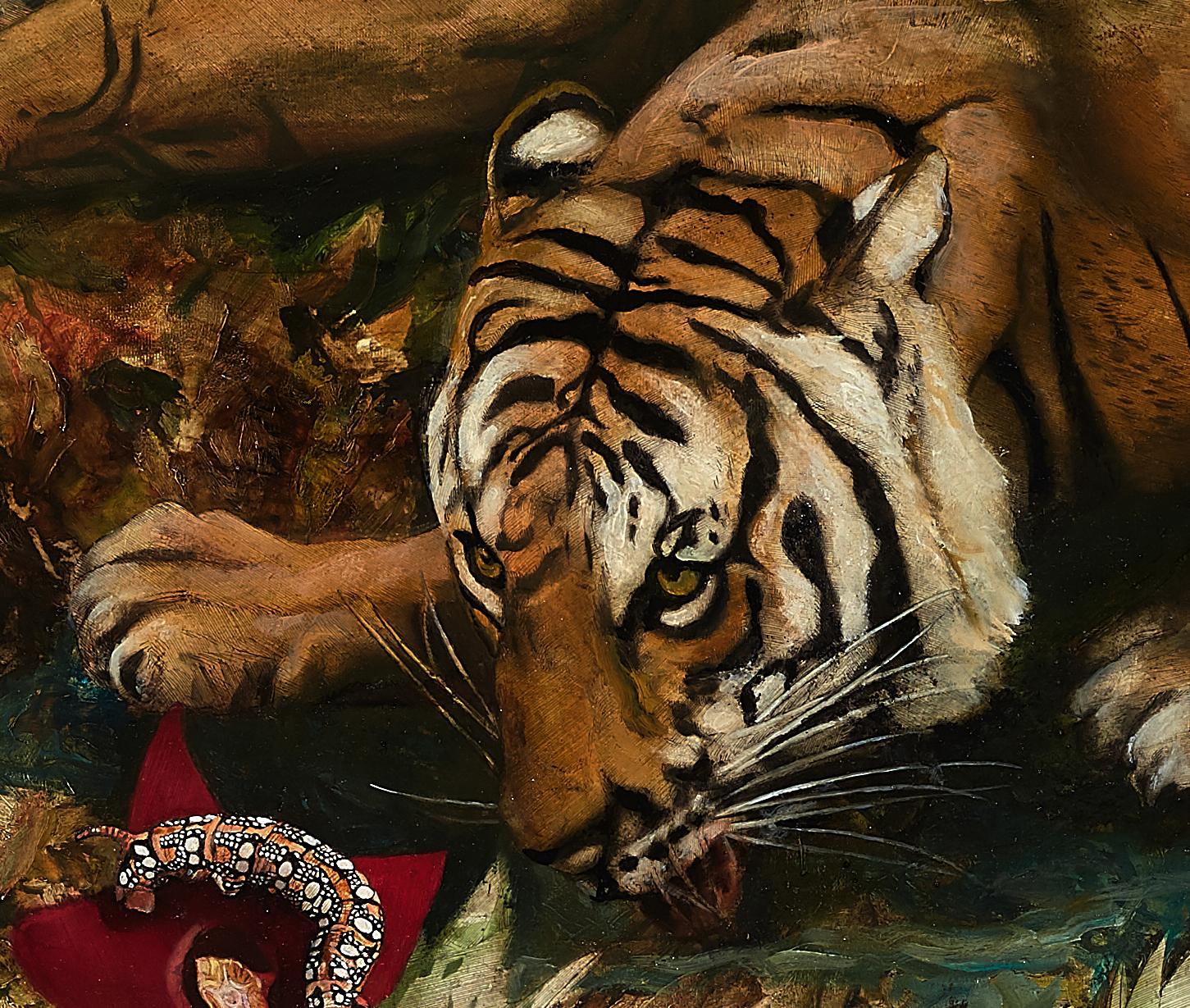 Zwei Tiger – 21. Jahrhundert:: Zeitgenössisches:: figürliches Gemälde:: Öl auf Leinwand 3