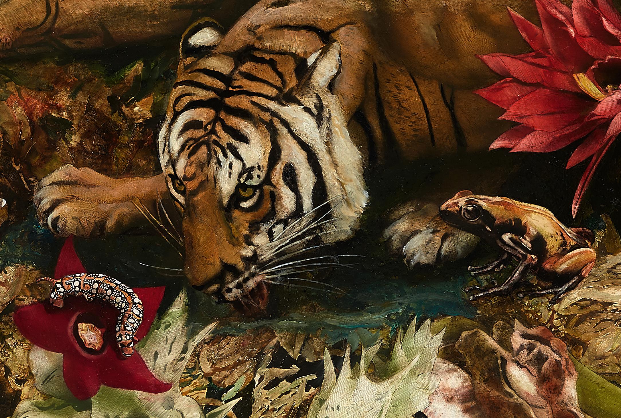 Zwei Tiger – 21. Jahrhundert:: Zeitgenössisches:: figürliches Gemälde:: Öl auf Leinwand 6