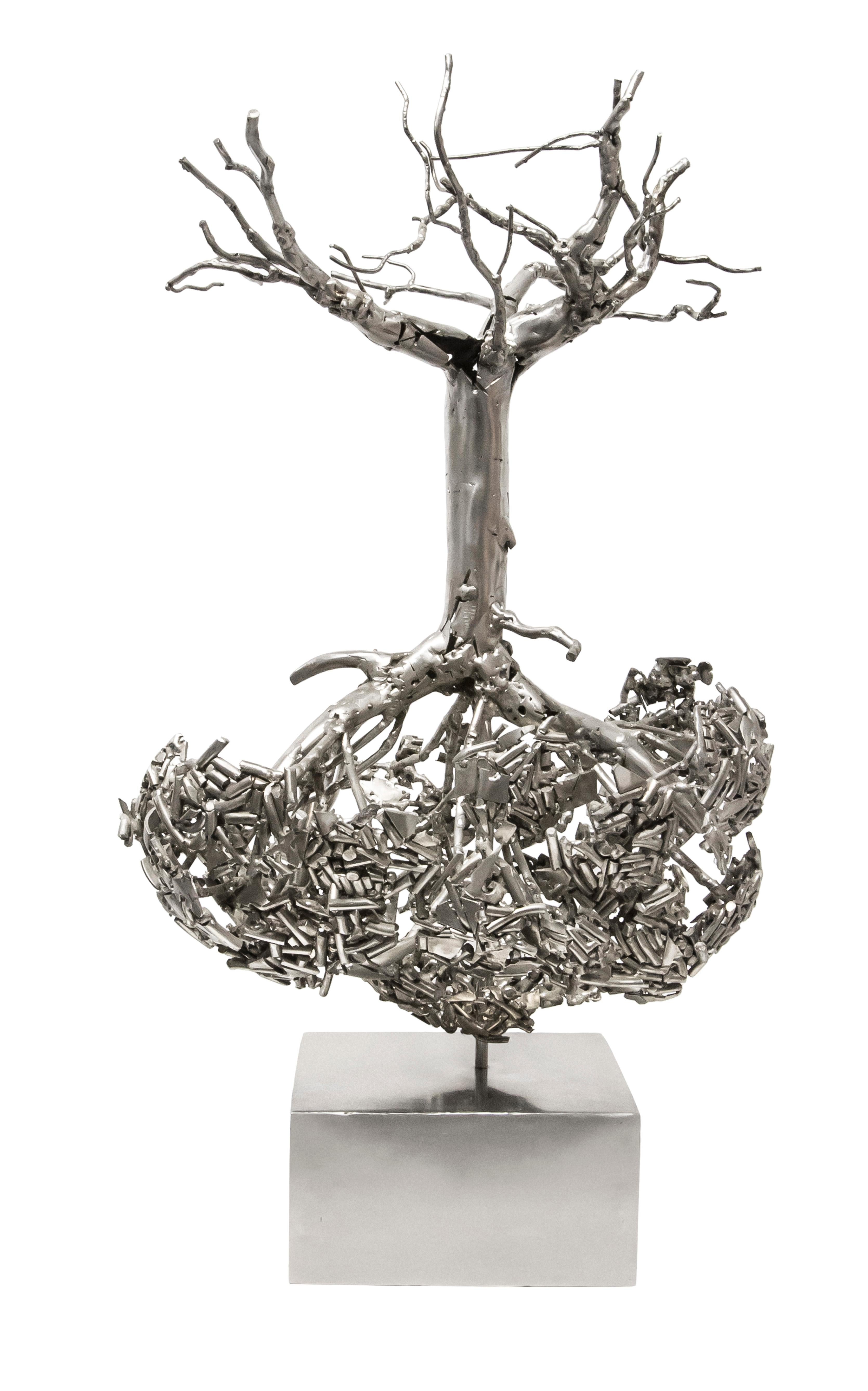 Figurative Sculpture Jordi Díez Fernández - Invertido rbol - 21e siècle, contemporain, sculpture figurative, acier, arbre