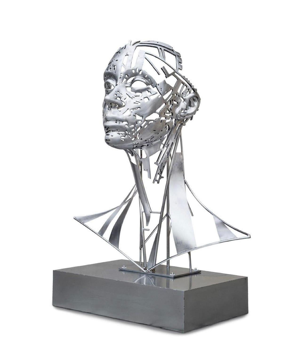 Figurative Sculpture Jordi Díez Fernández - Ouverture - 21e siècle, Contemporain, Sculpture figurative, Acier, Portrait