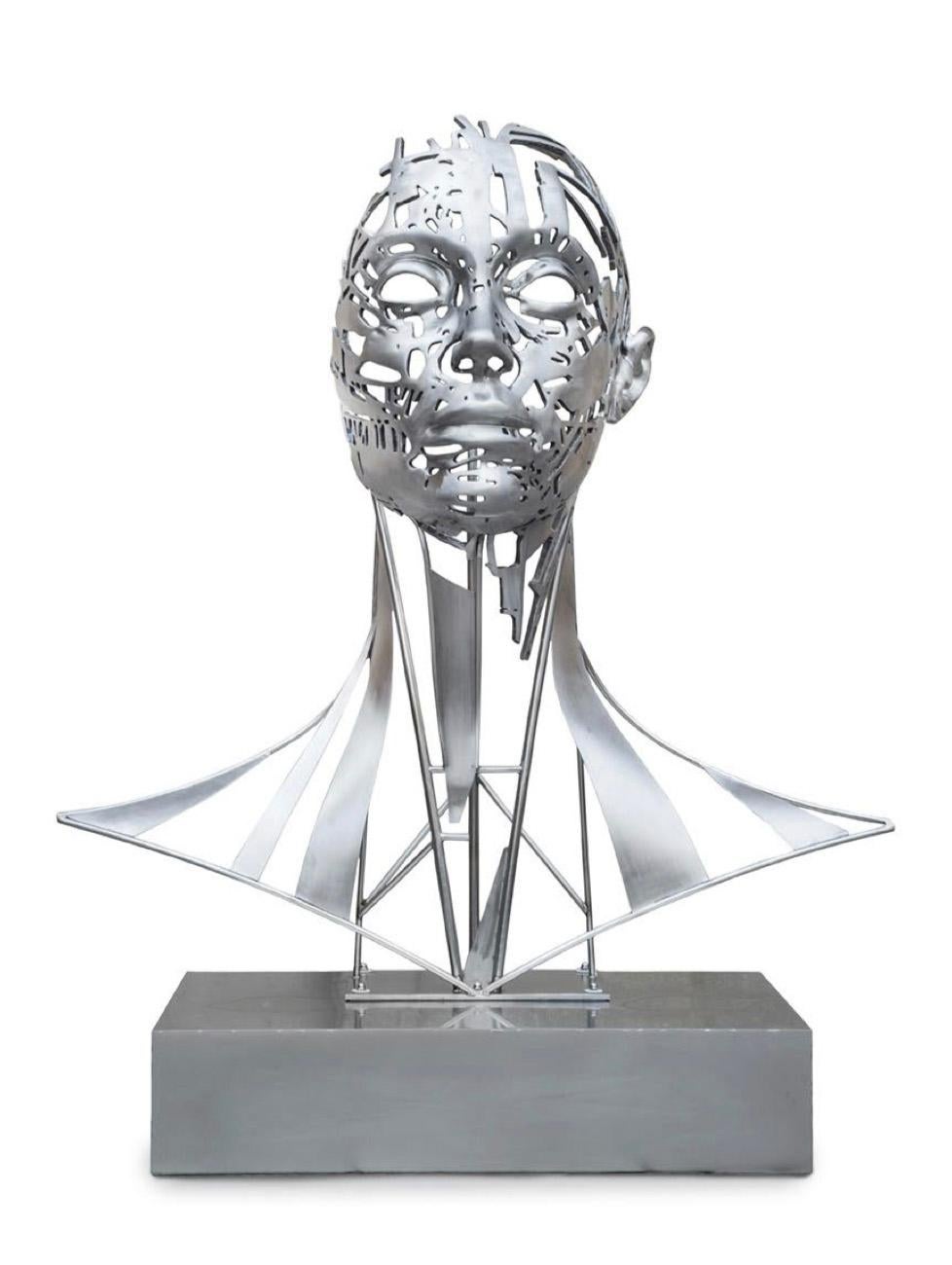 Ouverture - 21e siècle, Contemporain, Sculpture figurative, Acier, Portrait - Gris Figurative Sculpture par Jordi Díez Fernández