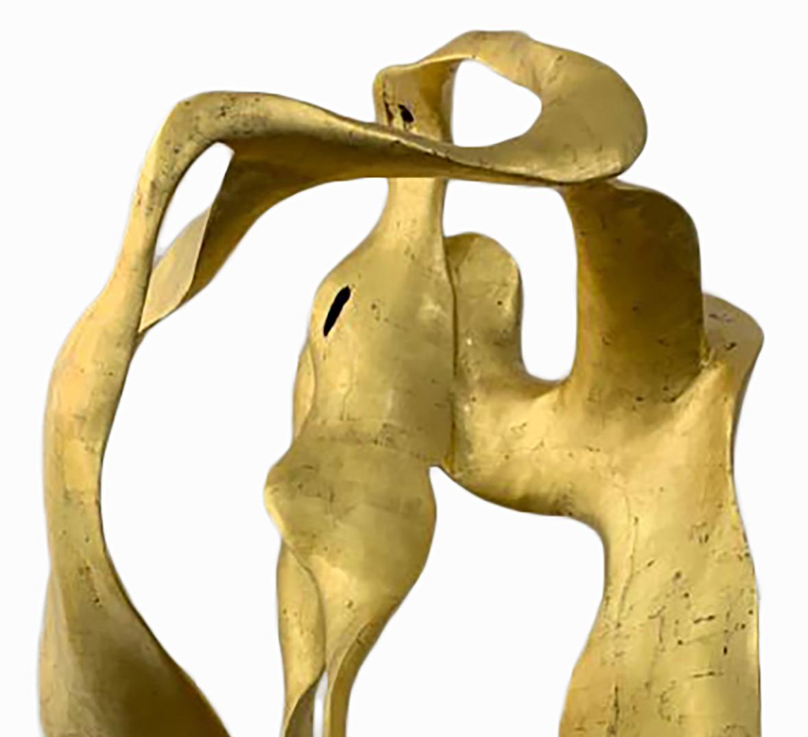 Bosc - 21st Cent, Contemporary, Abstract Sculpture, Mahogany Wood, Gold Leaf 1