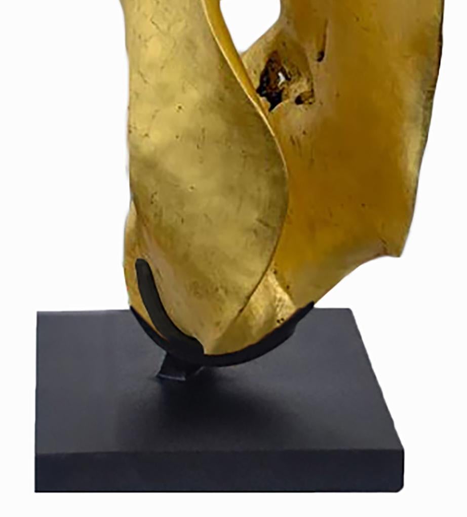 Bosc - 21st Cent, Contemporary, Abstract Sculpture, Mahogany Wood, Gold Leaf 5