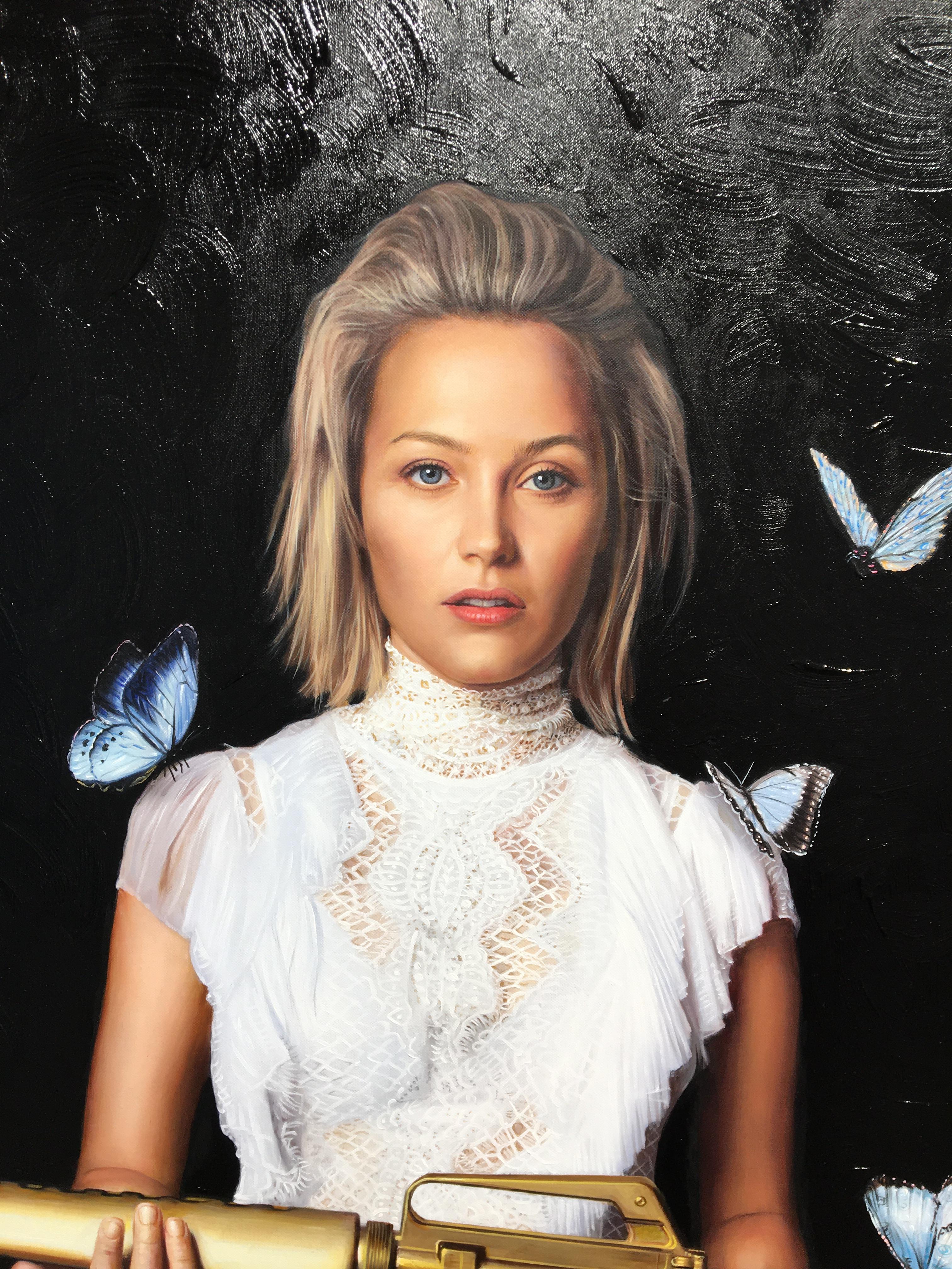 Frank recognizes that there is a thin line dividing commercial and fine art. He is focused on the barrier between commercial and academic art. The canvases become a testimony to the bombardment of images occurring in daily life. The average person