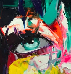 Nouria - 21e siècle, contemporain, figuratif, peinture à l'huile, portrait, pop