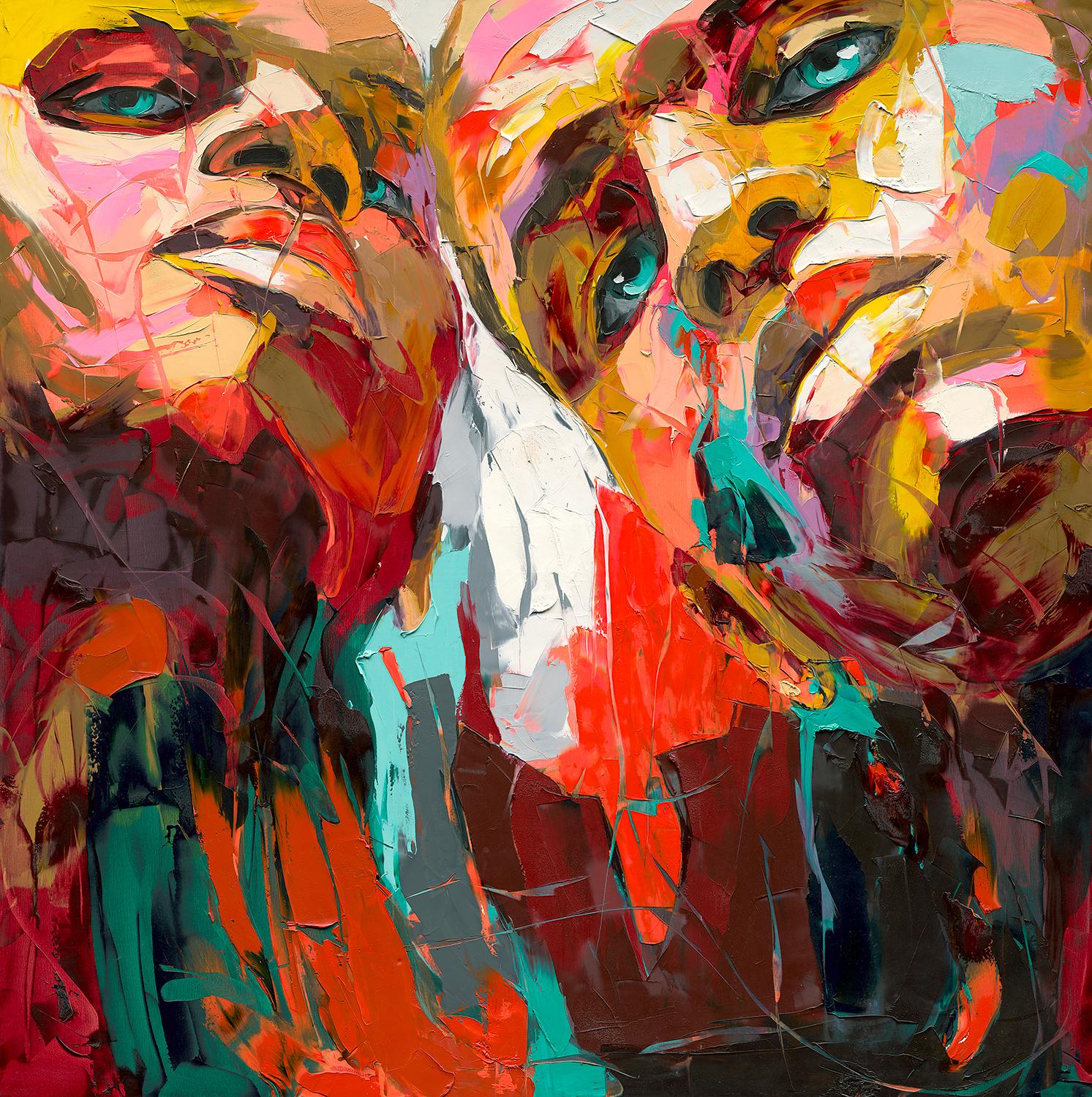 Françoise Nielly Figurative Painting – Ohne Titel 513 - 21st Cent, Zeitgenössisch, figürlich, Ölgemälde, Porträt, Pop