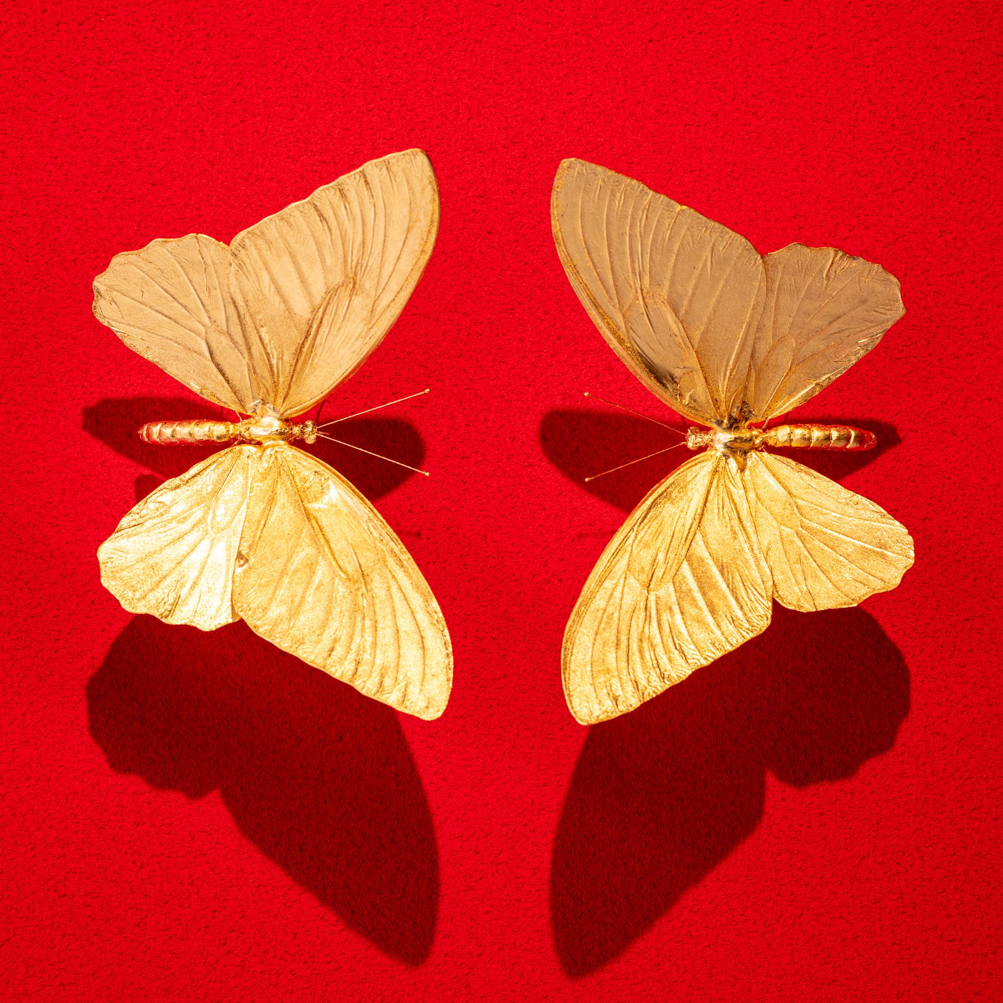 Metamorphosis Red II - 21st Century, Contemporary Figurative, Golden Butterflies 4