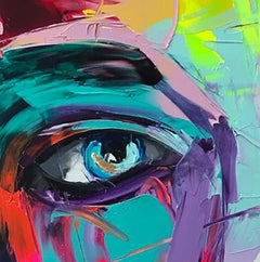 Athena - 21e siècle, contemporain, figuratif, peinture à l'huile, portrait, pop art