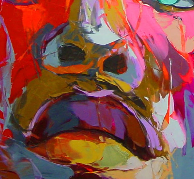 Untitled 489 - 21st Cent, Contemporary, Figurative, Oil Painting, Portrait, Pop - Brown Figurative Painting by Françoise Nielly