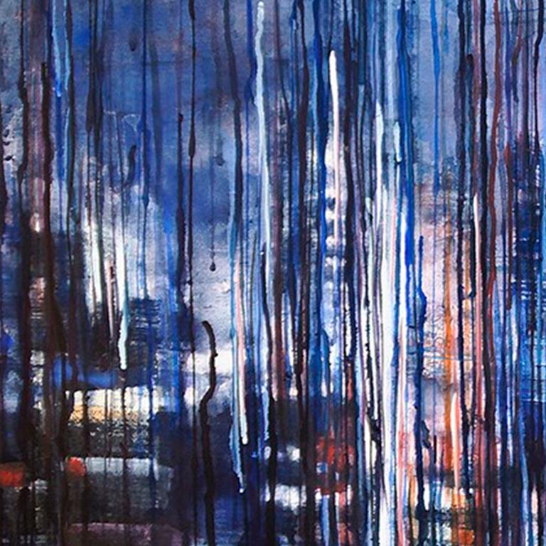 Megalopolis-Leuchten – 21. Jahrhundert, Zeitgenössisch, Landschaft, Aquarell auf Papier (Schwarz), Landscape Art, von Ekaterina Smirnova