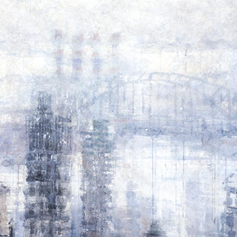 Downtown Blue - 21st Century, Contemporary, Landscape, Watercolor on Paper - Painting by Ekaterina Smirnova