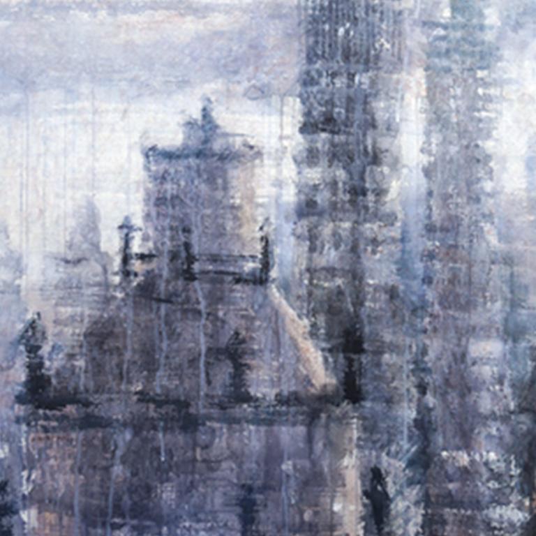 Downtown Blue - 21. Jahrhundert, Zeitgenössisch, Landschaft, Aquarell auf Papier (Grau), Landscape Painting, von Ekaterina Smirnova