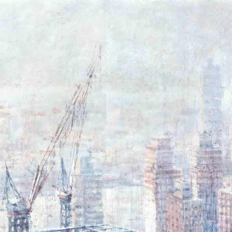 Hazy Morning over Hudson - 21st Cent, Contemporary, Landscape, Watercolor, Paper For Sale 1