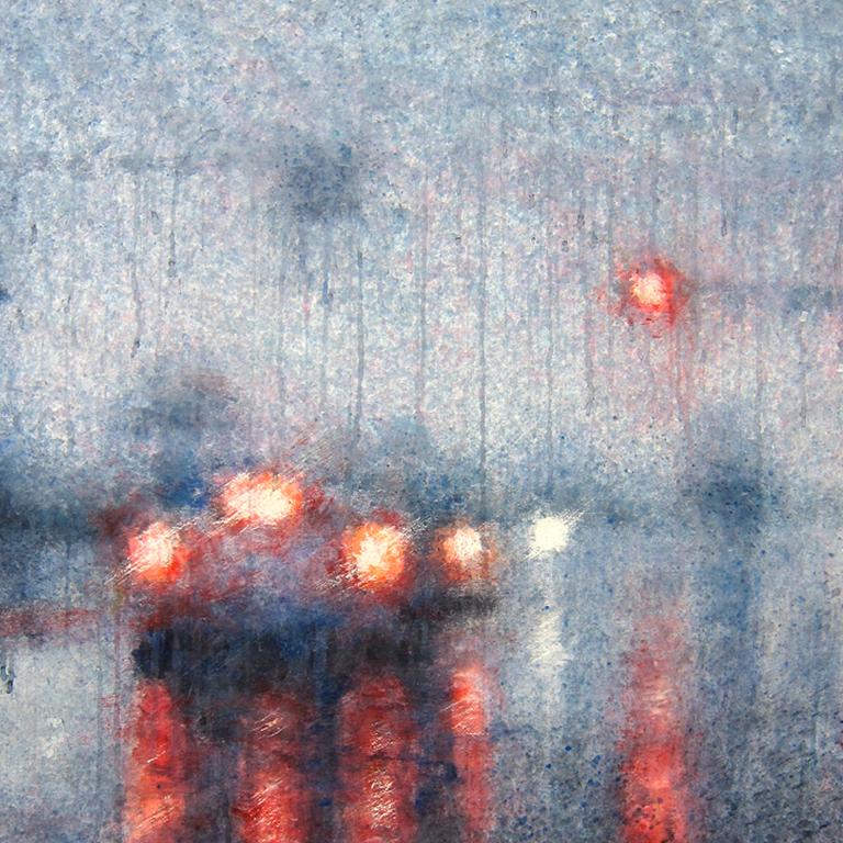 Non-Stop Rain - 21st Century, Contemporary, Landscape, Watercolor on Paper - Painting by Ekaterina Smirnova