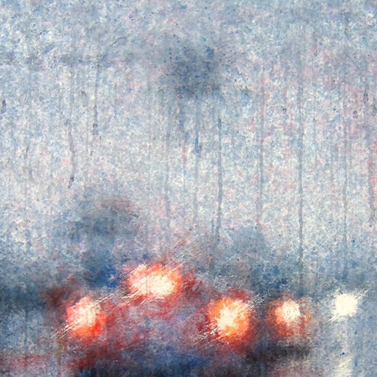 Lluvia incesante - Siglo XXI, Contemporáneo, Paisaje, Acuarela sobre papel - Landscape Painting Gris de Ekaterina Smirnova