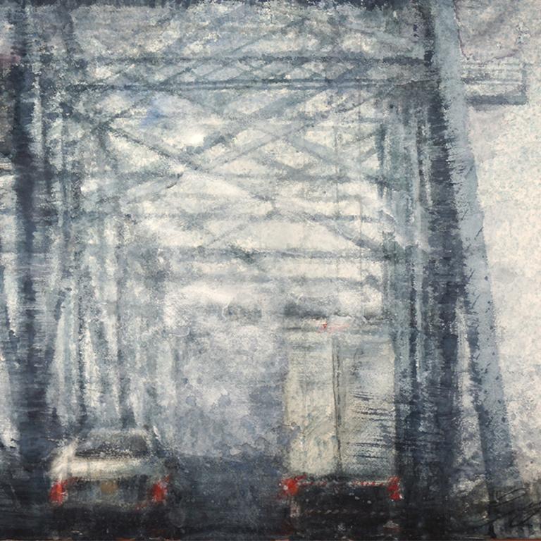 Rainy Way 5 - 21st Century, Contemporary, Landscape, Watercolor on Paper, Bridge - Art by Ekaterina Smirnova