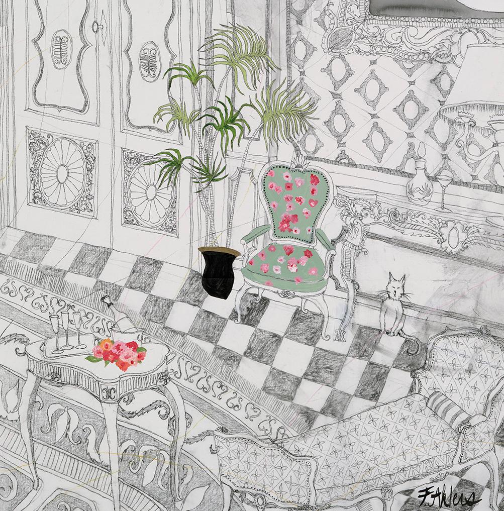 The Royal Imperial - Siglo XXI, Contemporáneo, Dibujo figurativo, Carboncillo - Art de Francisca Ahlers