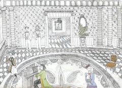 El Salón de la Fortuna - 21st Cent, Contemporary, Figurative Drawing, Charcoal