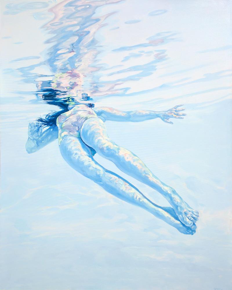 Vicki Smith  Figurative Painting - Azure, Vicki Smith, Oil on Canvas, Framed in White