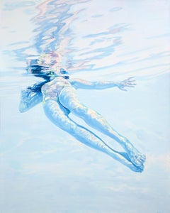 Azure, Vicki Smith, Oil on Canvas, Framed in White