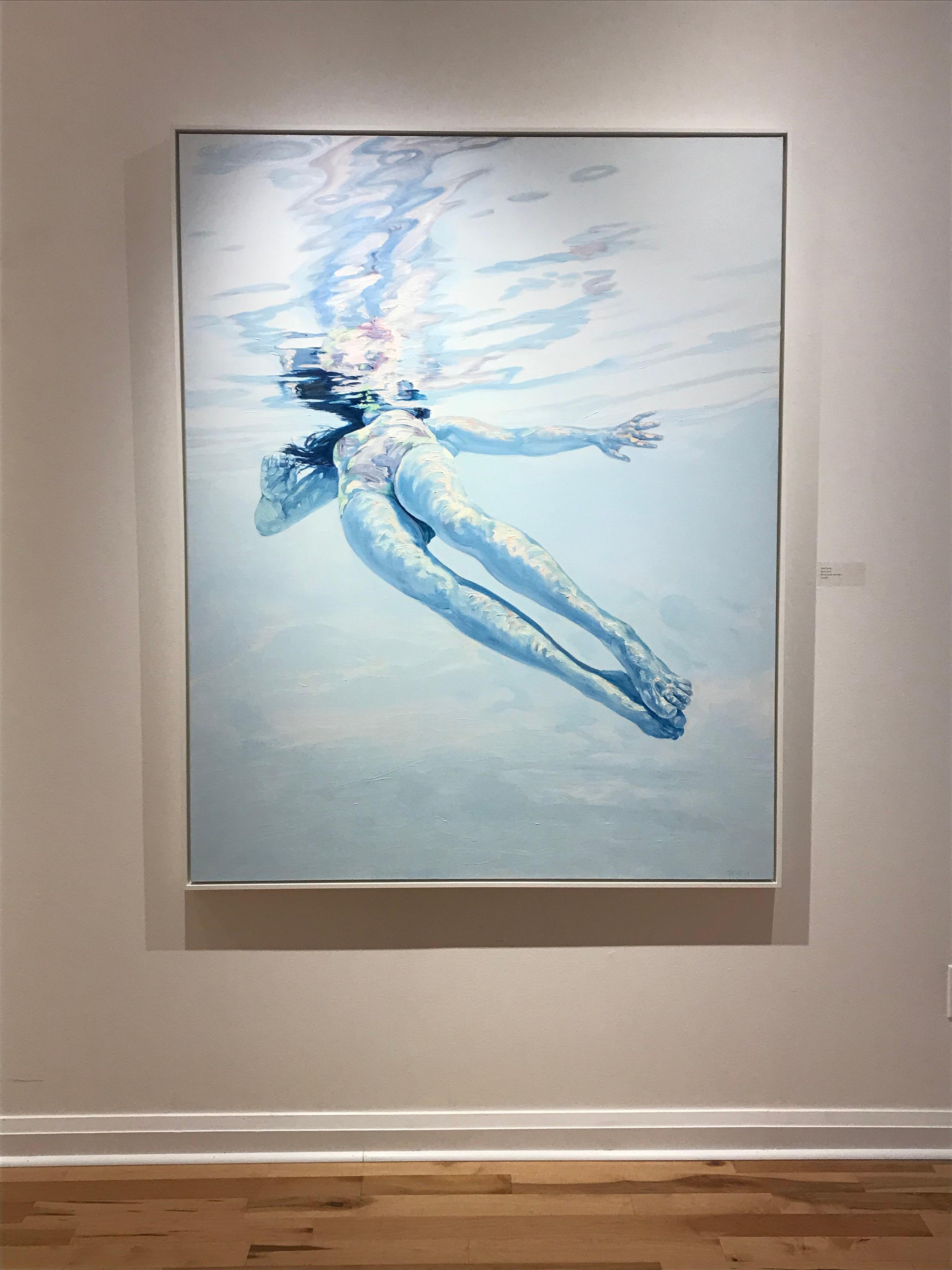 Azure, Vicki Smith, Oil on Canvas, Framed in White - Painting by Vicki Smith 