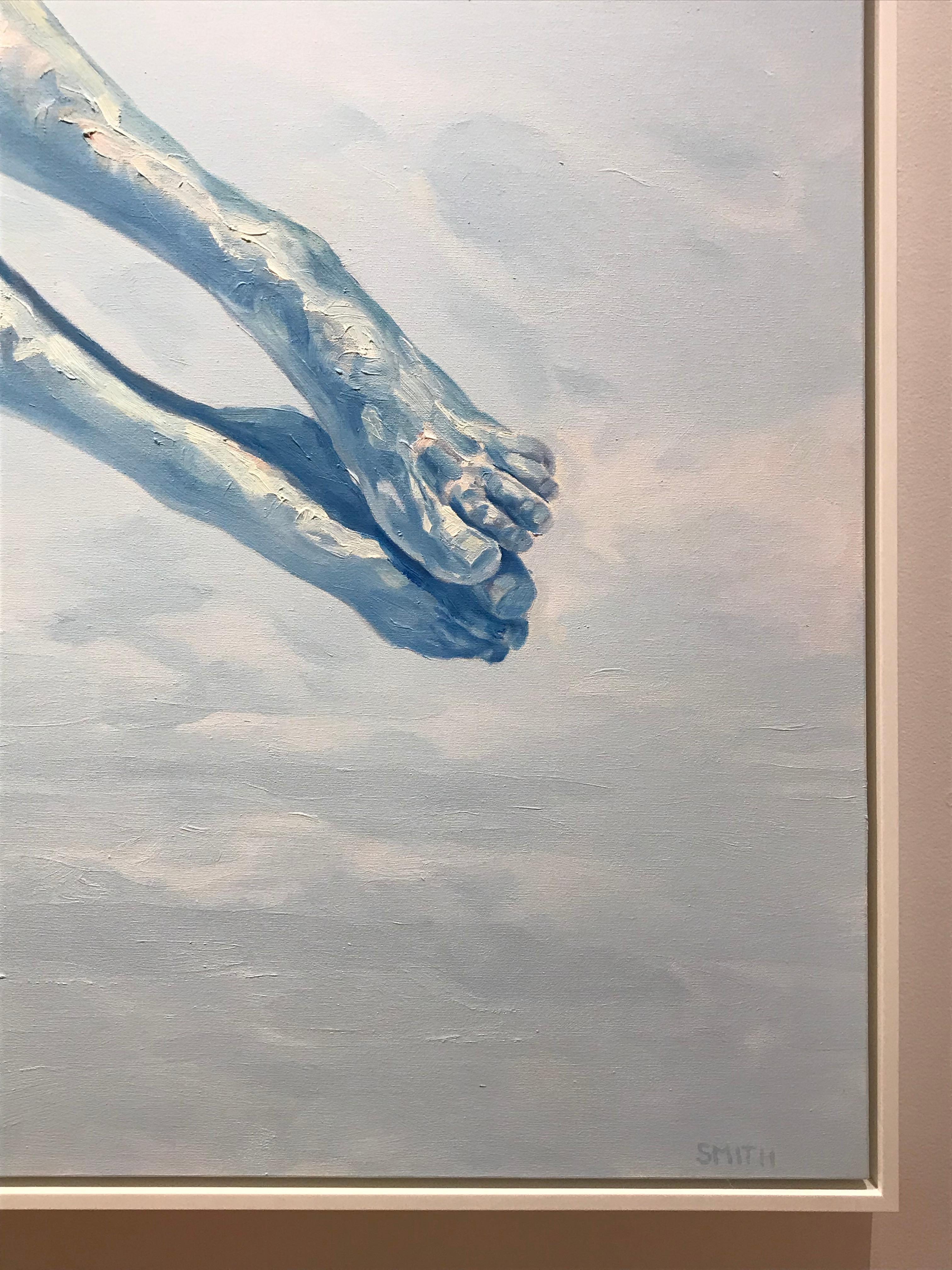 Azure, Vicki Smith, Oil on Canvas, Framed in White For Sale 1