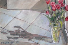 Tulips and Shadow, Joseph Plaskett, Oil on Canvas