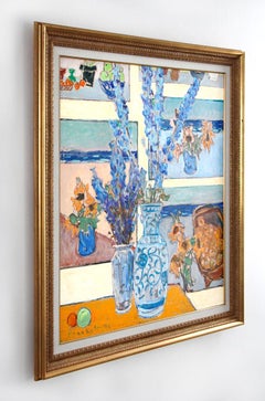 Delphinium With Paintings 2, Joseph Plaskett, Oil on Canvas