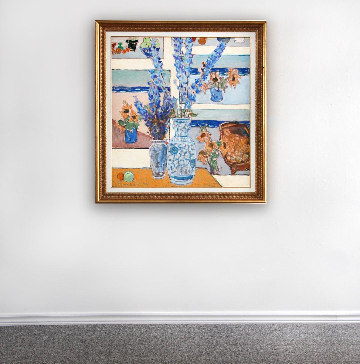 Delphinium With Paintings 2, Joseph Plaskett, Oil on Canvas For Sale 2