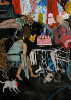 Original Painting by Michelle Nguyen, Fancy Feast, Oil and Pastel on Canvas