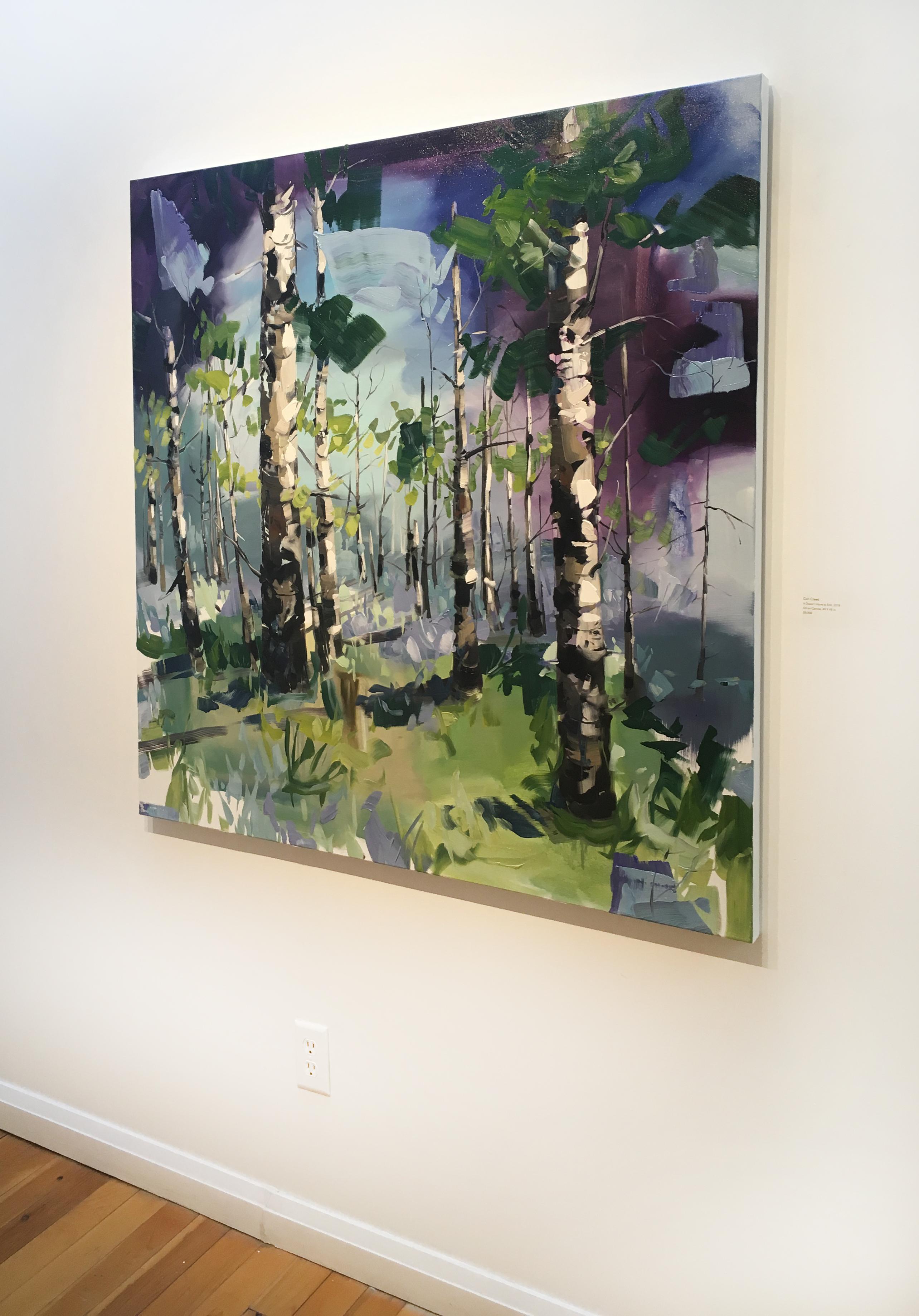 Creed's oil paintings reveal swatches of canvas, and incorporate spontaneous gestural, textured painting with instances of both varnished and matte surfaces. Works can be hung framed or unframed.

Cori Creed is an established West Coast Canadian