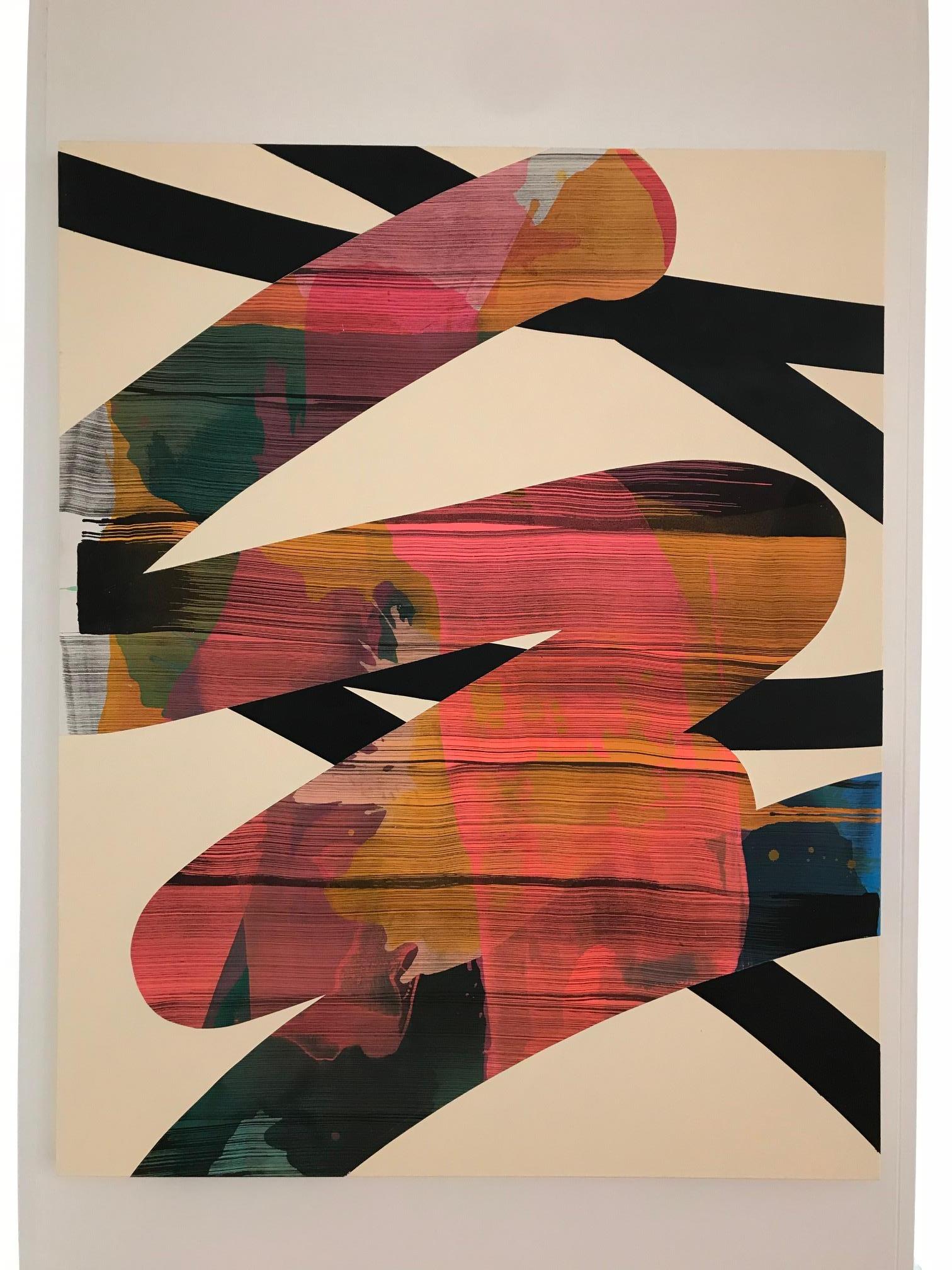 Macnaughton's stretched canvases are compositional and textural experiments in acrylic paint. Carefully constructed, graphic blocks of colour are finished with a semi-gloss varnish.

Kathryn Macnaughton’s abstract paintings are compositional and