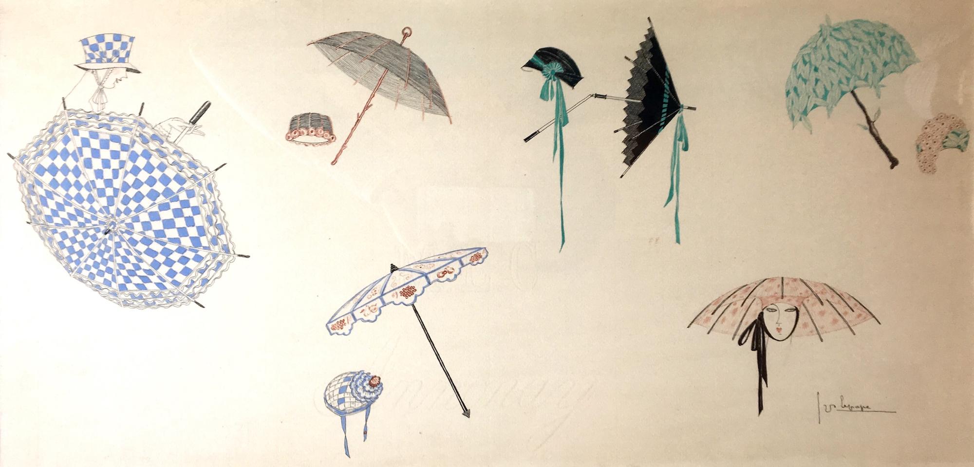 Georges Lepape Figurative Art - Les ombrelles