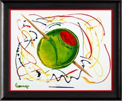 Michael Godard Large Olive Original Acrylic Painting on Canvas Bar Pop Art