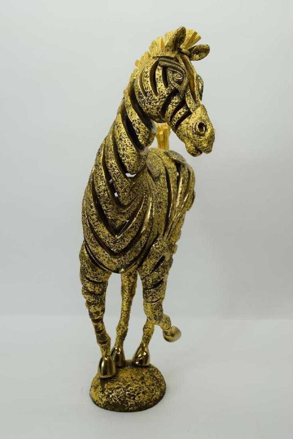 Jiang Golden Brozne Zebra Bronze Sculpture Contemporary Art For Sale 2
