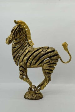 Jiang Golden Brozne Zebra Bronze Sculpture Contemporary Art