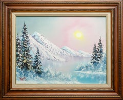 Vintage Bob Ross Signed Original Oil on Canvas Painting Mountain Scene Contemporary Art