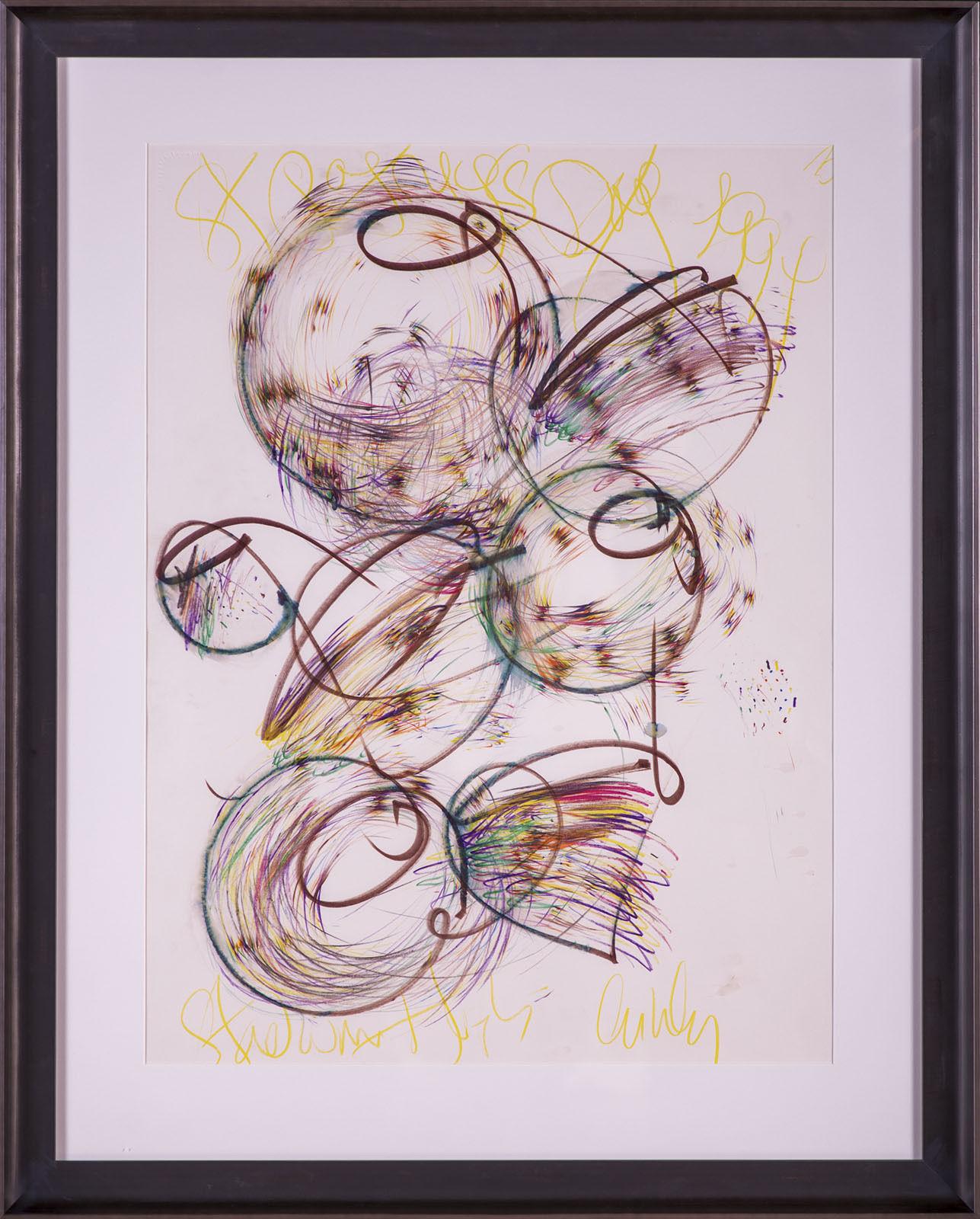 Dale Chihuly - St Patrick's Day Baskets
Artist: Dale Chihuly
Medium: Original Drawing 
Dimensions: 36" x 28"
Framed: 39" x 31"
Signed and titled across the top


Excellent condition.
Condition: The piece has four indentations the size of a pencil