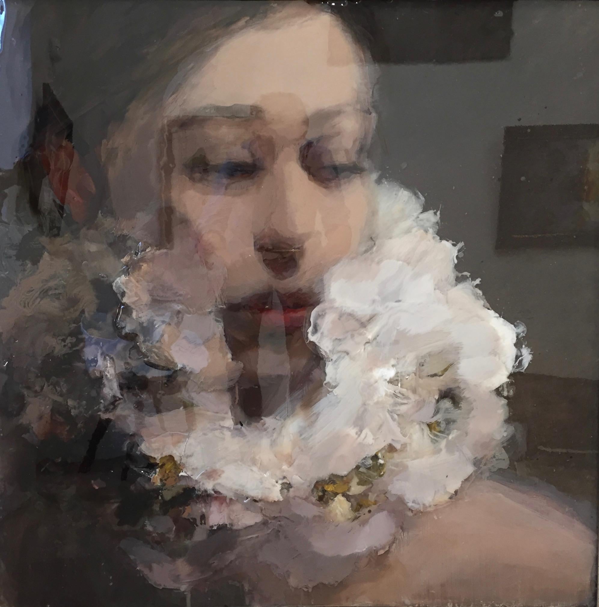Anne Rixt Kuik Figurative Painting - Soft, 21st Century portrait painting, Acrylic & Epoxy layers by Anne-Rixt Kuik