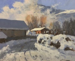 Neige au Carroz- 21st Century Landscape French Painting, Alpes by José Salvaggio
