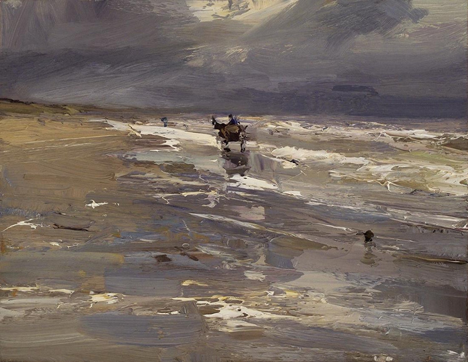 Seascape Horse In Grey Storm And Light 21st Century Landscape By Roos Schuring