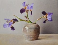 Iris in Old Ginger Jar, Ingrid Smuling, 21st Century Contemporary Painting