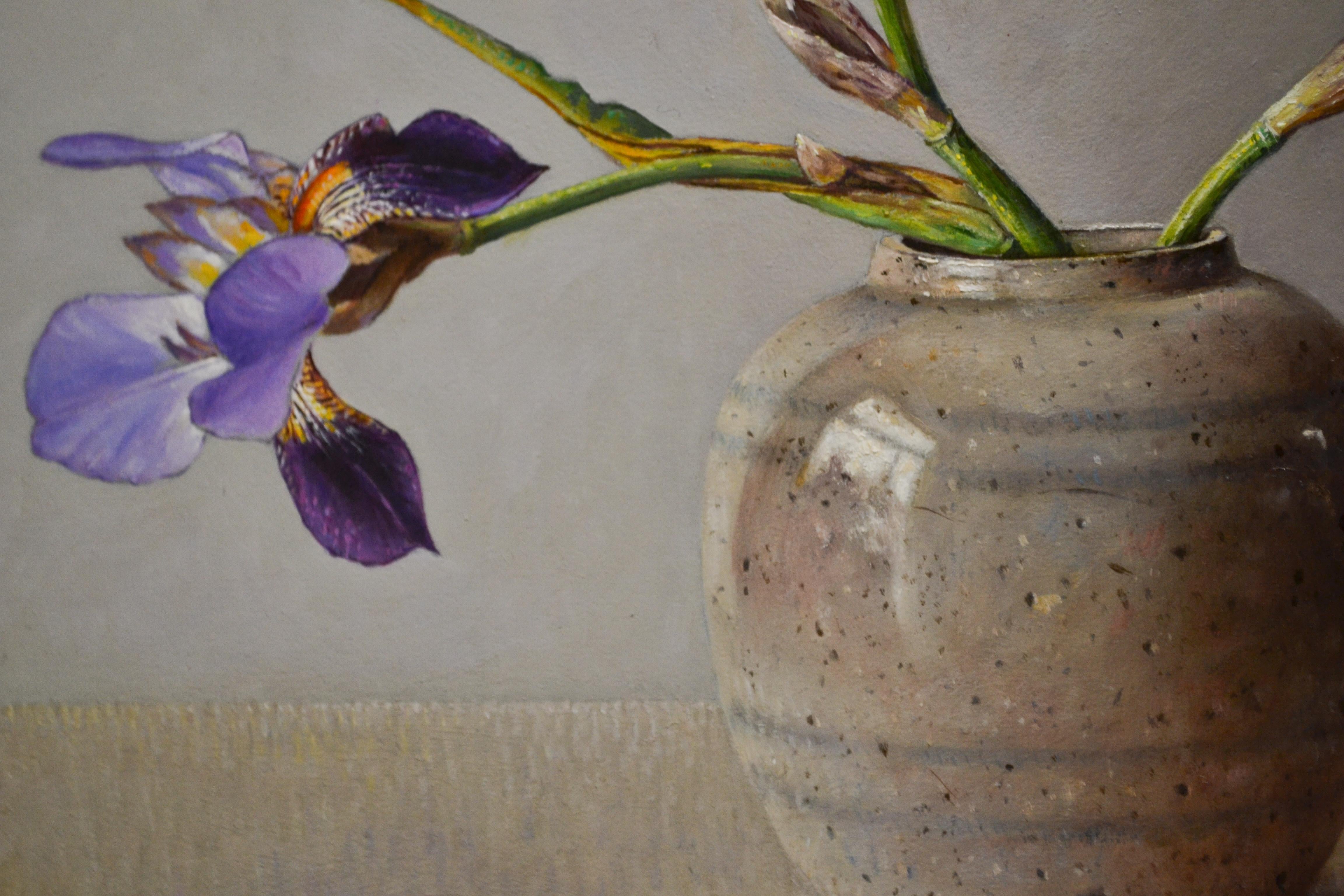 Iris in Old Ginger Jar, Ingrid Smuling, 21st Century Contemporary Painting 1
