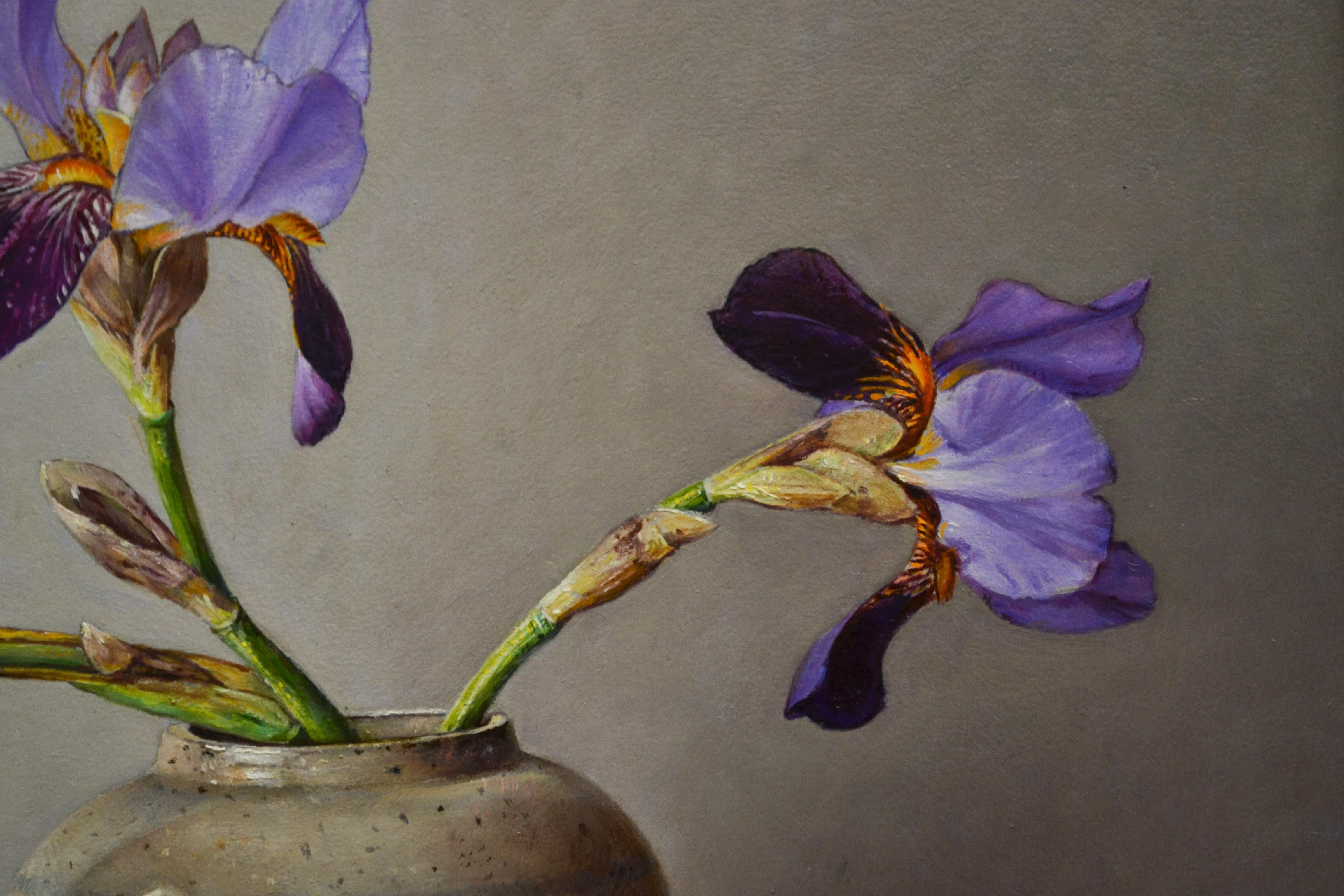 Iris in Old Ginger Jar, Ingrid Smuling, 21st Century Contemporary Painting 2