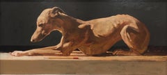Peinture d'animal contemporaine du 21e siècle représentant un chien à la lumière du soleil par Pieter Pander