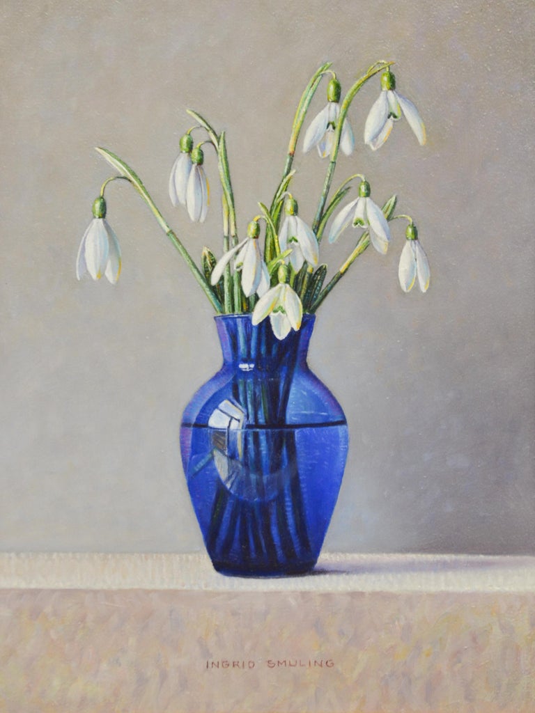 Ingrid Smuling - Snowdrops in Little Blue Vase-Ingrid Smuling, 21st ...