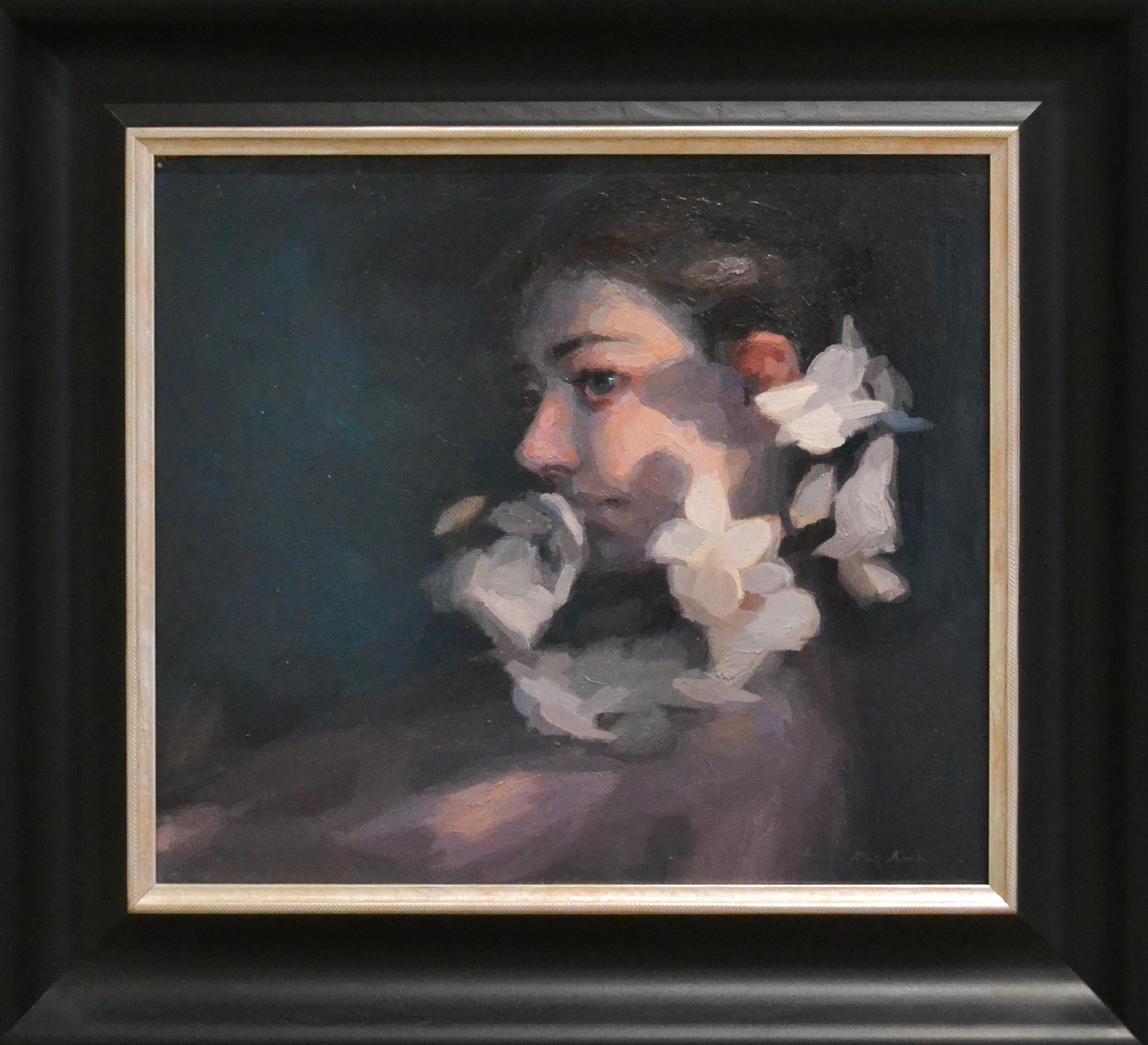 Frangipani II - Pintura al óleo contemporánea del siglo XXI, por Anne-Rixt Kuik en venta 1