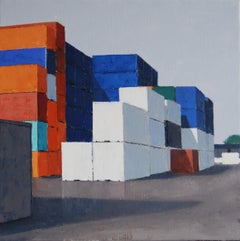 Containers-21st Century Contemporary Industrial Painting by Dutch Gineke Zikken