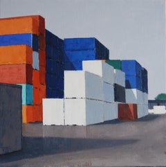 Containers-21st Century Contemporary Industrial Painting by Dutch Gineke Zikken